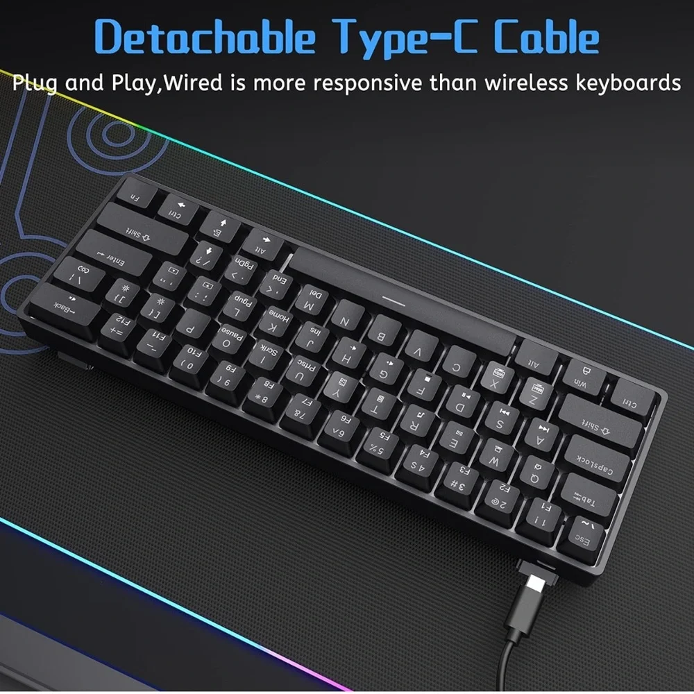 Dk61se 60% mechanical wired gaming keyboard and mini office keyboard